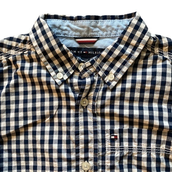 Tommy Hilfiger Blue‎ and White Check Shirt Sz. S (8/10 Boys) - Picture 2 of 6